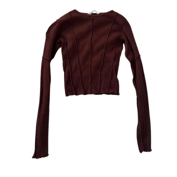 ✰brown contrast stitch waffle long sleeve from glassons✰ - Picture 1 of 3